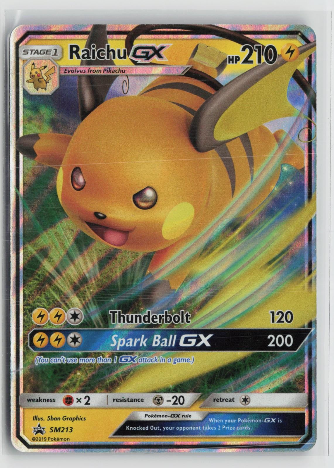 Raichu GX - SM213 Holo Promo Sun & Moon Promo Pokemon NM