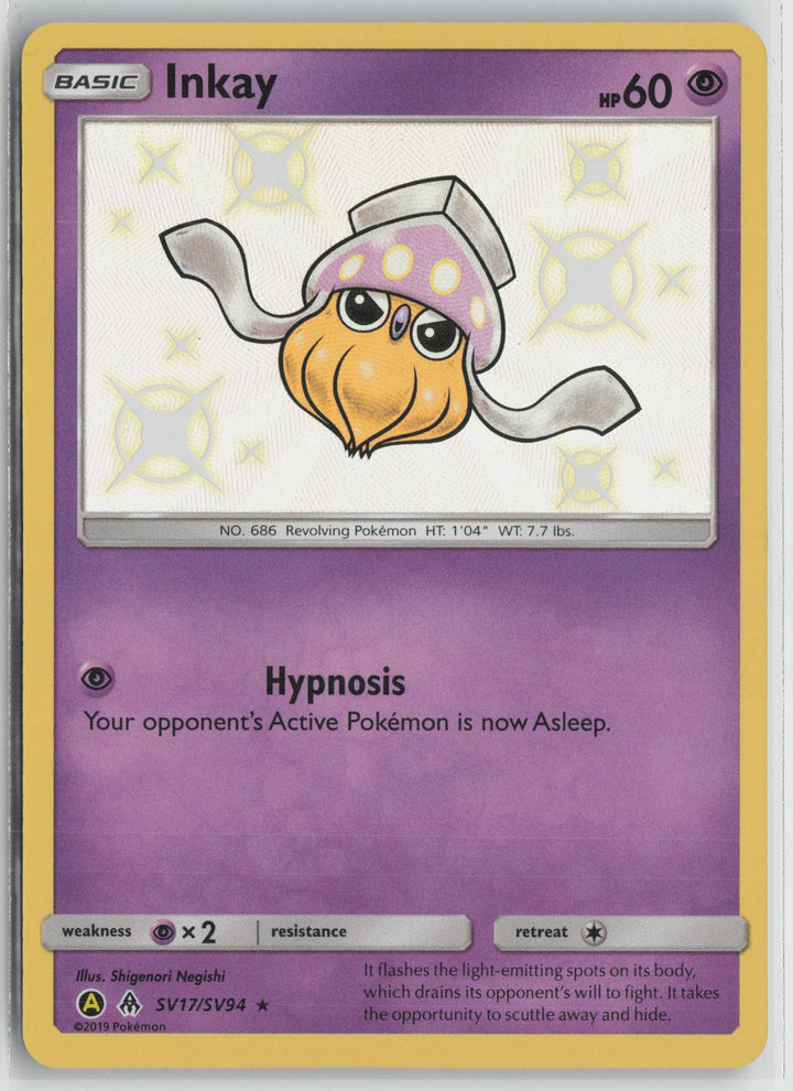 Inkay Shiny Holo Rare Hidden Fates: Shiny Vault SV17/SV94 NM0