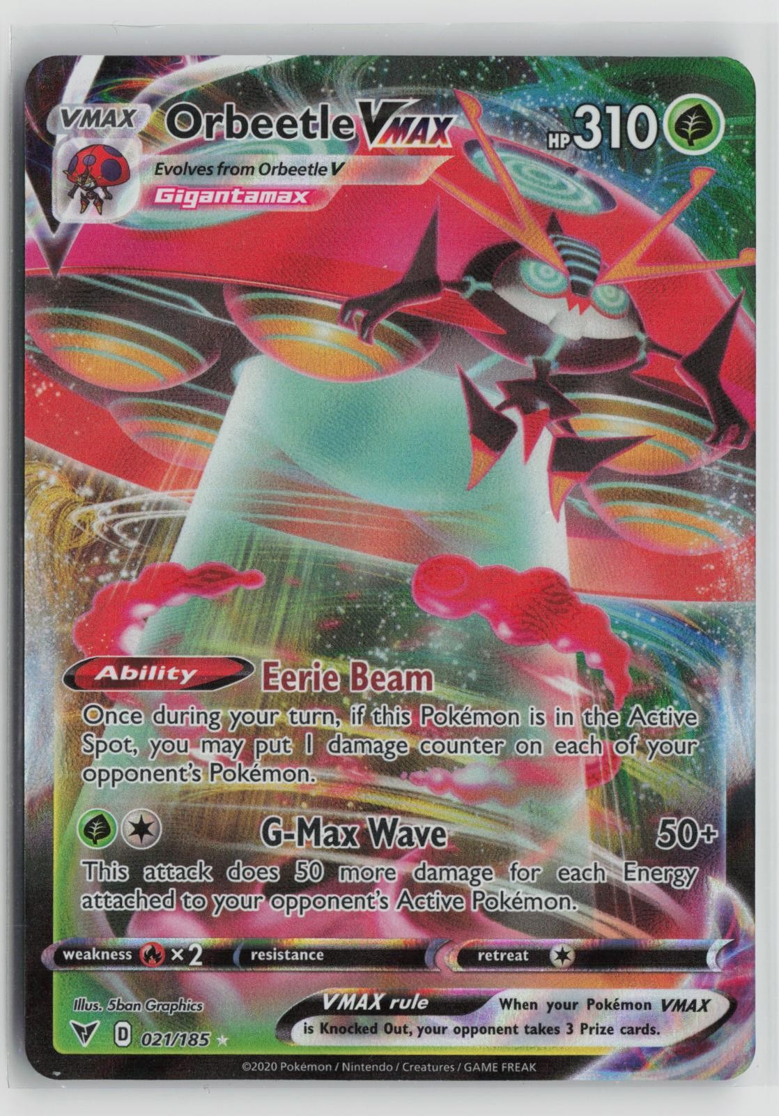 Orbeetle VMAX 021/185 Holo VMAX Rare Vivid Voltage Pokemon NM