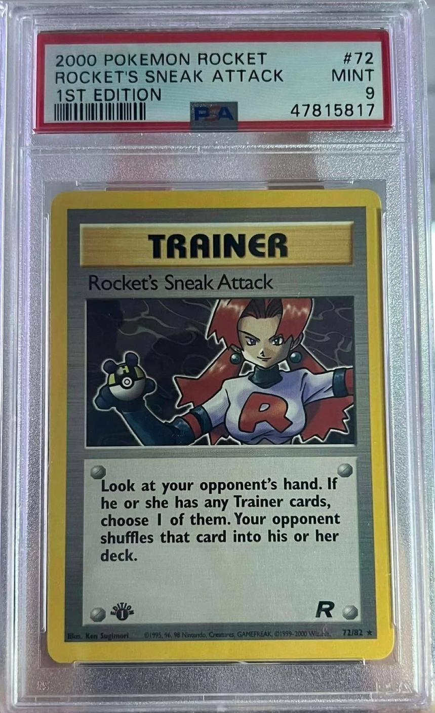Rocket's Sneak Attack 72 1st Edition Rocket Pokemon PSA 9