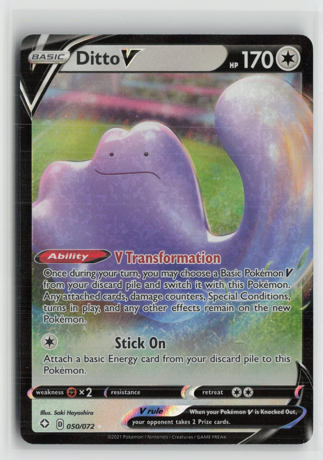 Ditto V 050/072 Holo V Rare Shining Fates Pokemon NM