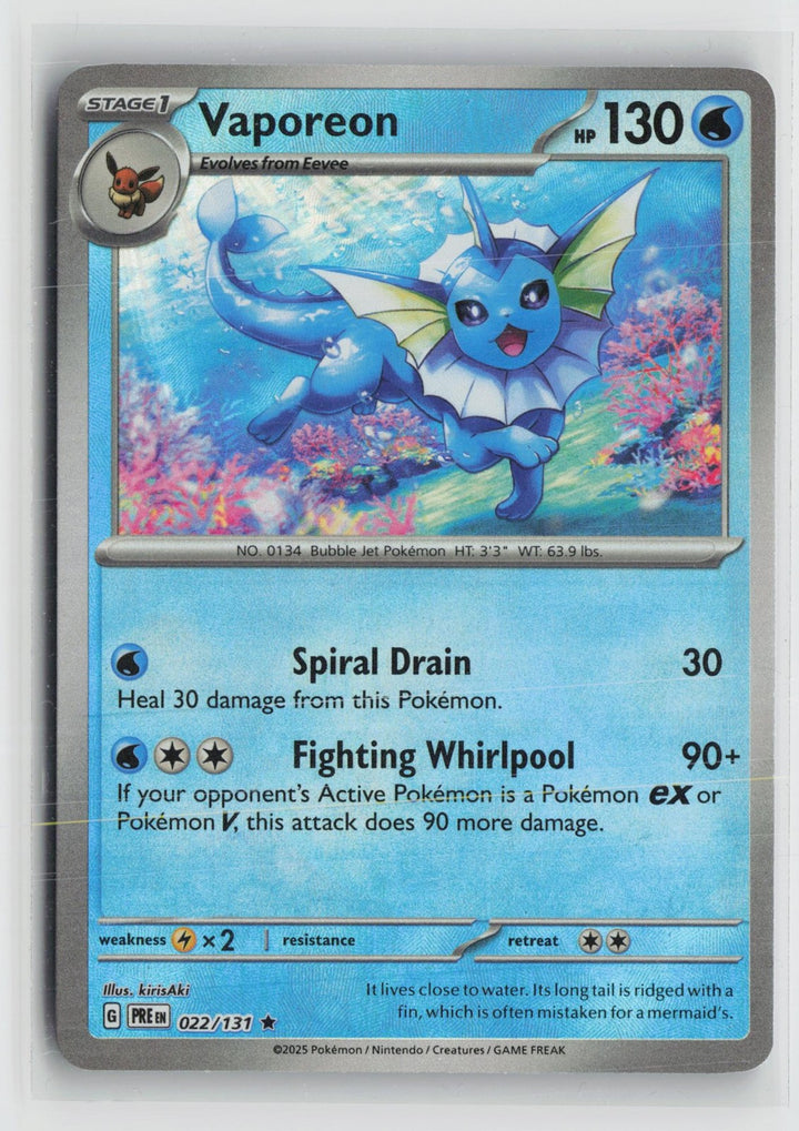 Poke Ball Vaporeon 022/131 Rare Prismatic Evolutions Pokemon NM0