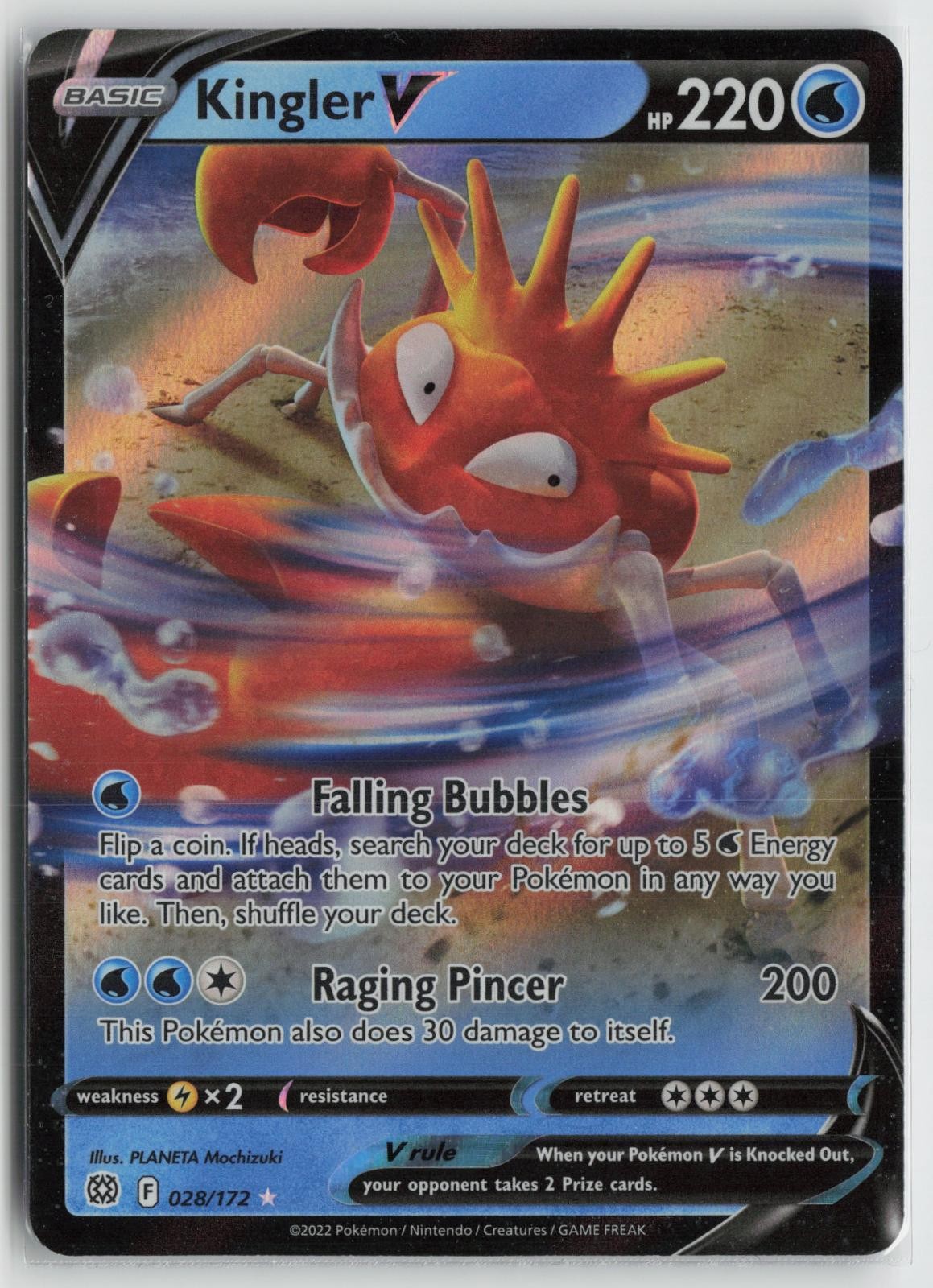 Kingler V 028/172 Holo V Rare Brilliant Stars Pokemon NM