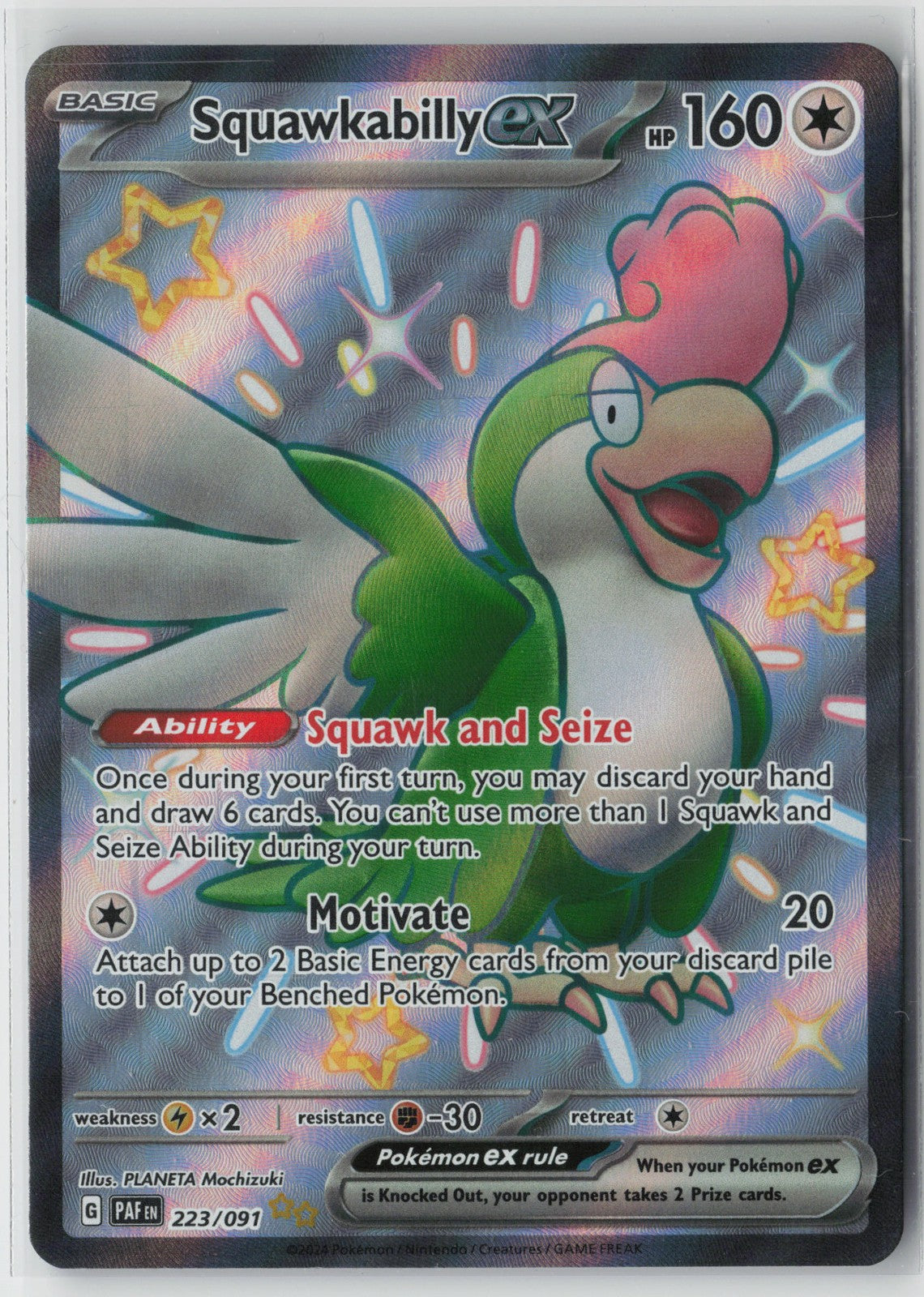 Squawkabilly ex - Shiny Ultra Rare SV: Paldean Fates 223/091 NM