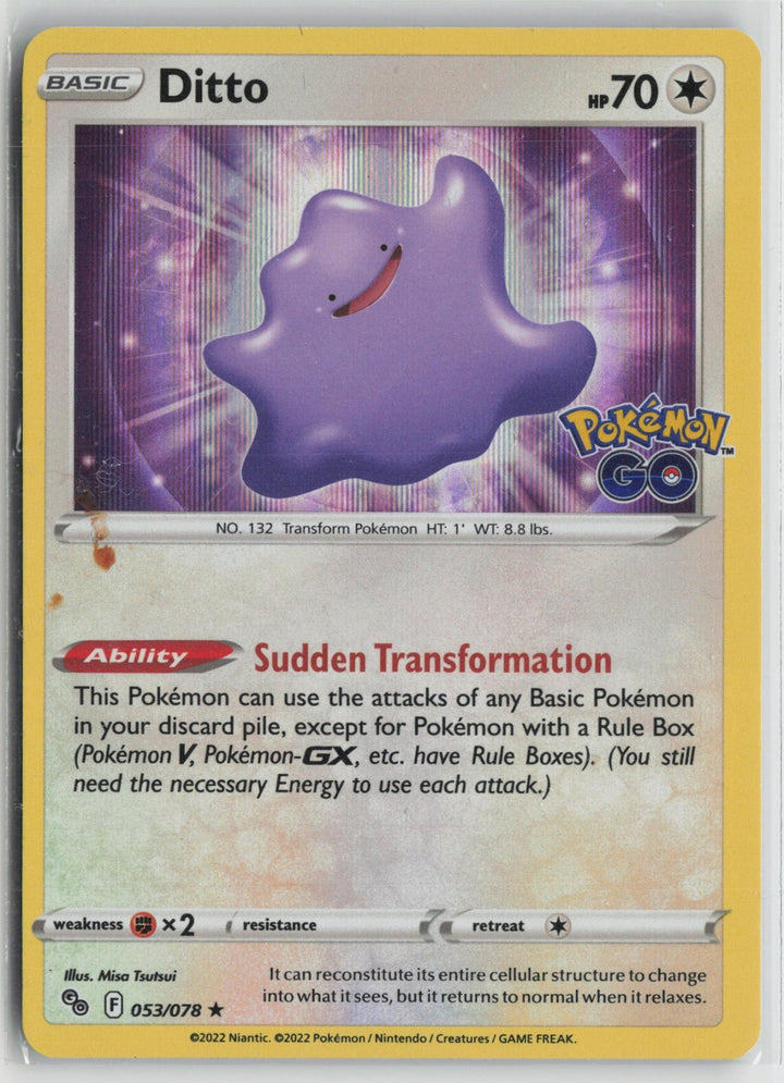 Ditto 053/078 Holo Rare Pokemon GO Pokemon NM0