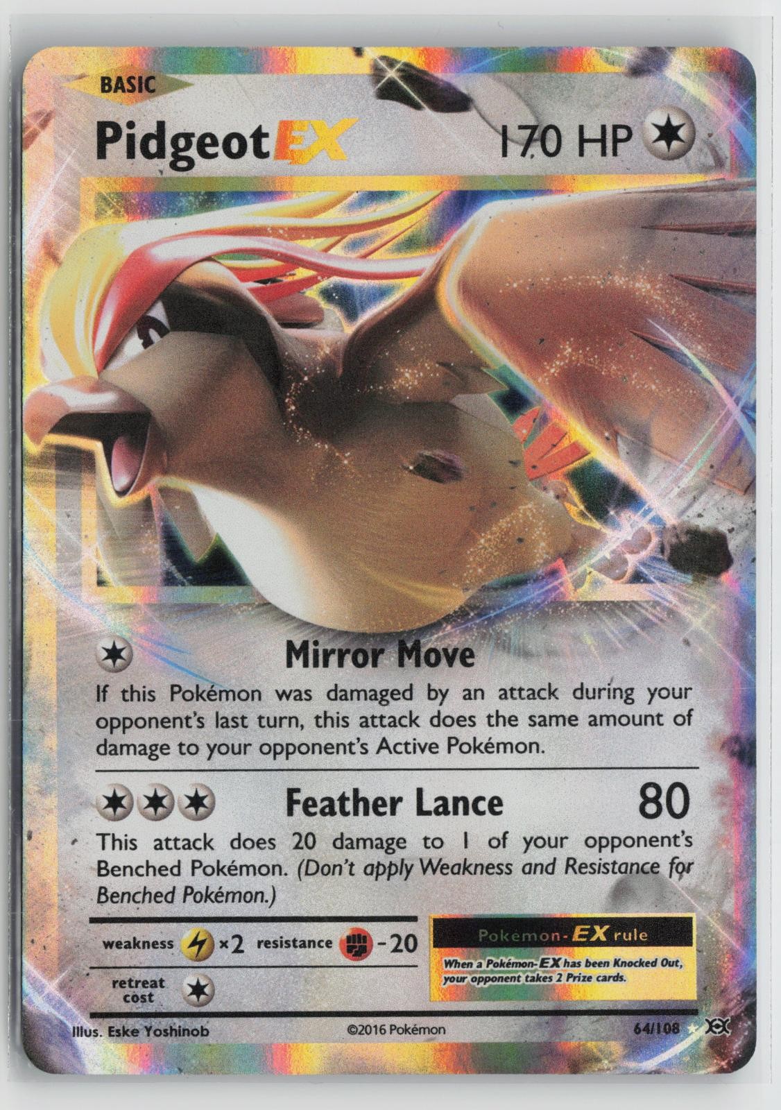 Pidgeot EX 64/108 Holo EX Rare Evolutions Pokemon NM