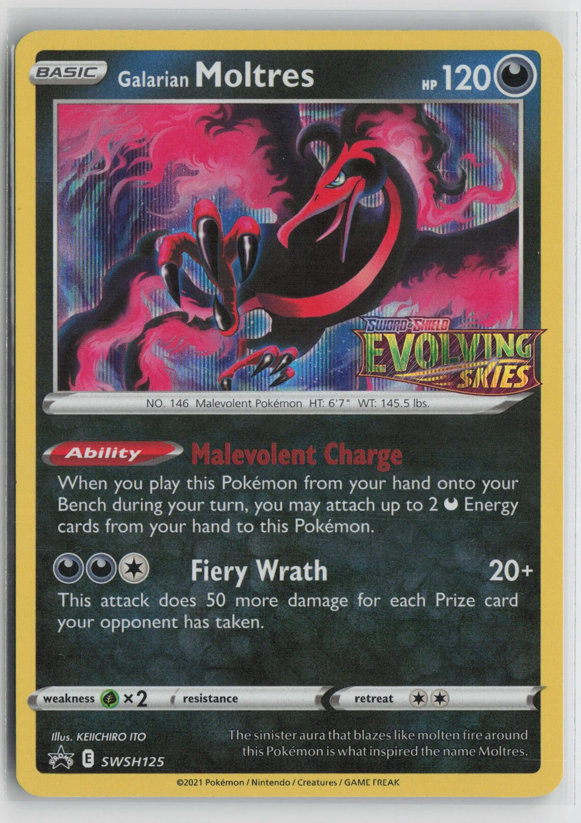 Galarian Moltres SWSH125 Promo SWSH Black Star Pokemon NM