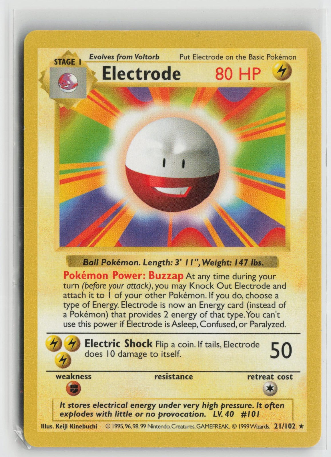 Electrode 21/102 Rare Base Set Shadowless Pokemon NM