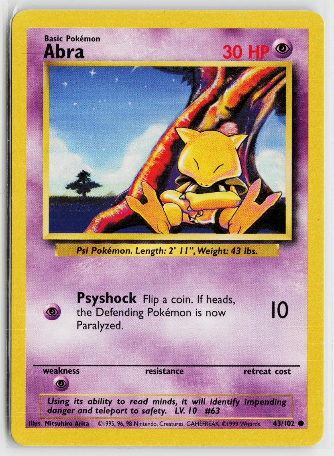 Abra 43/102 Base Set Unlimited NM C Pokemon