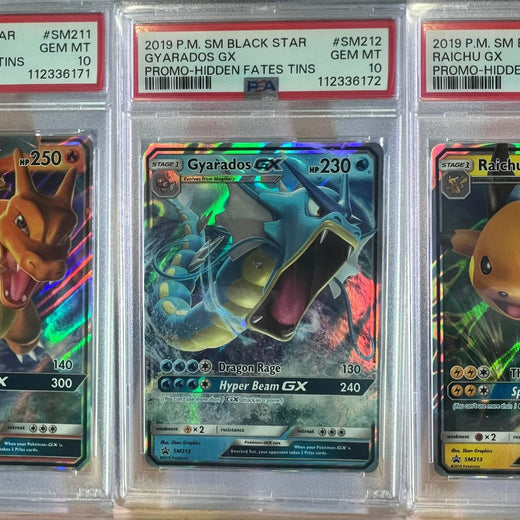 SEQUENTIAL PSA 10 Charizard, Gyarados, Raichu Hidden Fates Tins Promo Pokemon0
