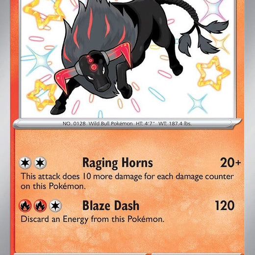 Paldean Tauros 111/091 Paldean Fates PAF Shiny Rare Near Mint Pokemon 2024