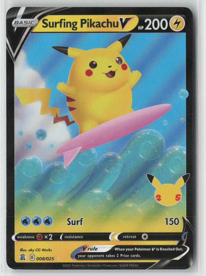 Surfing Pikachu V Ultra Rare Celebrations 008/025 NM0
