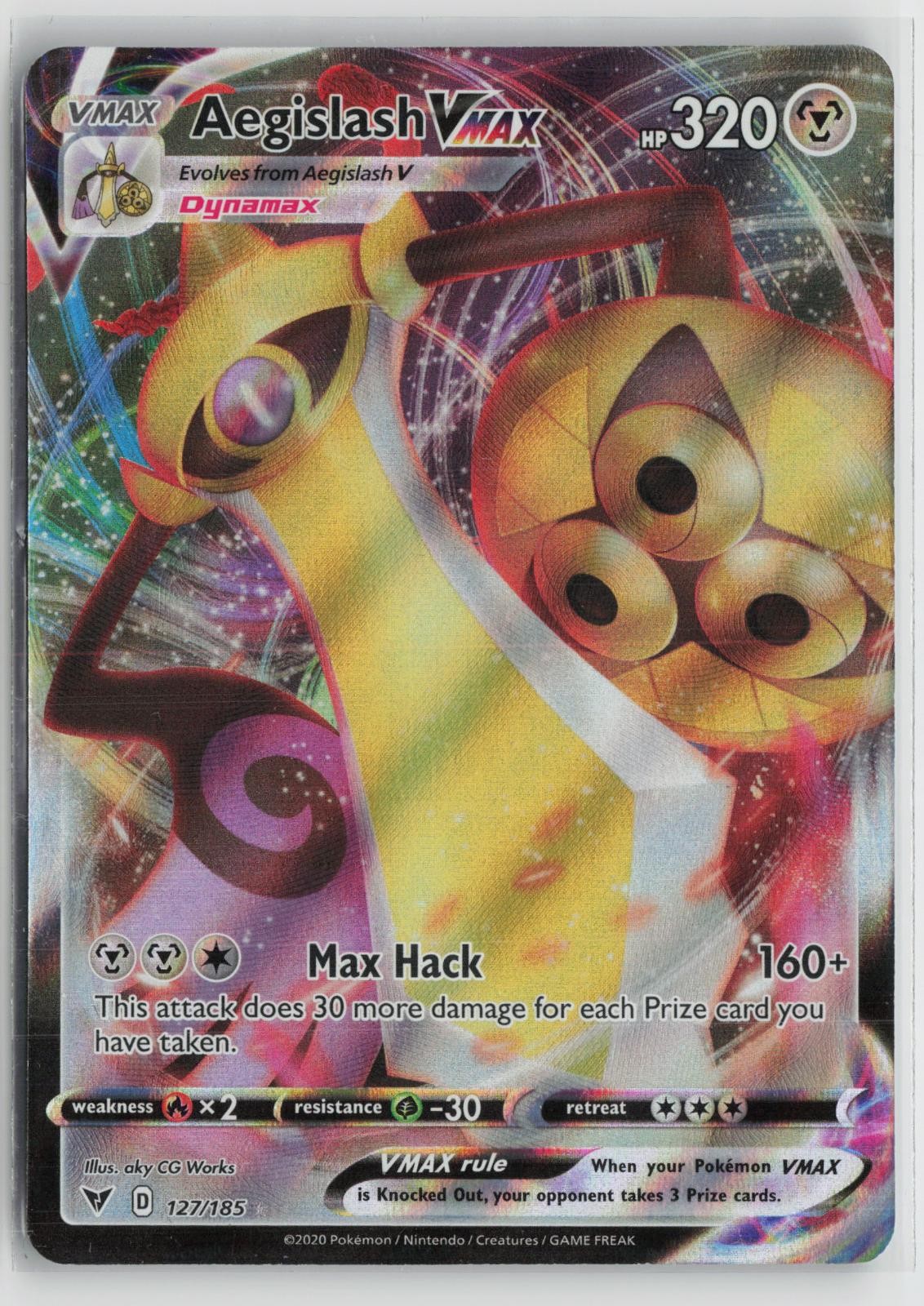 Aegislash VMAX 127/185 Holo VMAX Rare Vivid Voltage Pokemon NM