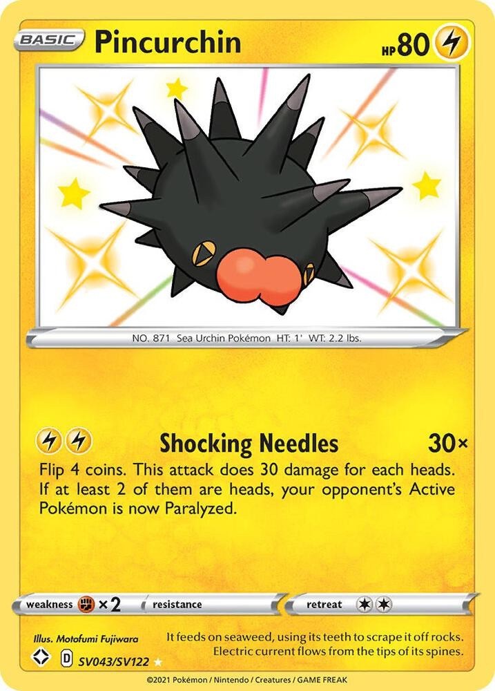 Pincurchin SV043/SV122 Shining Fates SHF Shiny Rare Near Mint Pokemon 2021