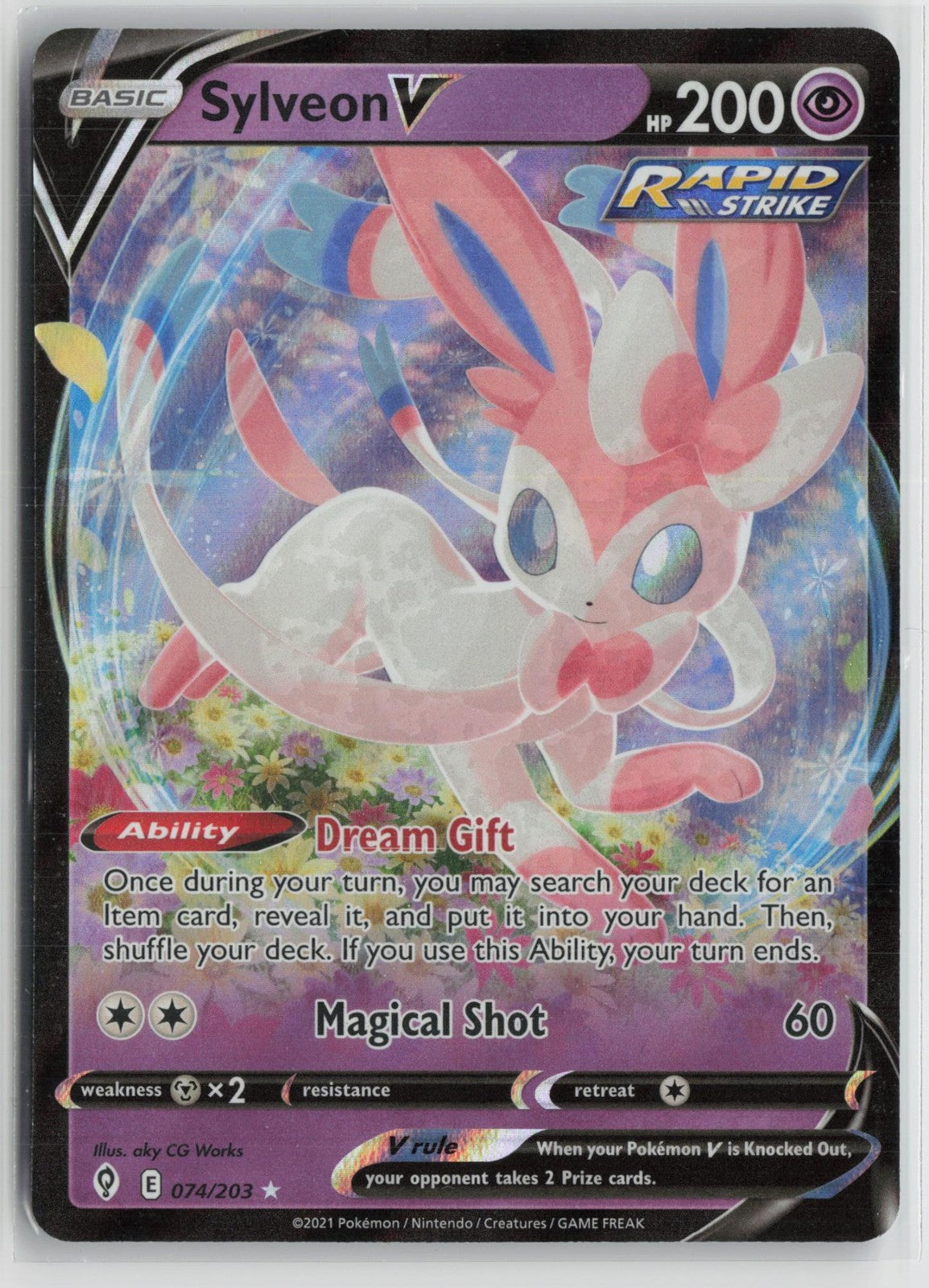 Sylveon V 074/203 Holo V Rare Evolving Skies Pokemon NM