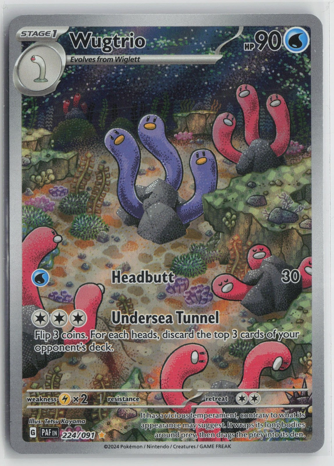 Wugtrio 224/091 Illustration Rare Paldean Fates Pokemon NM