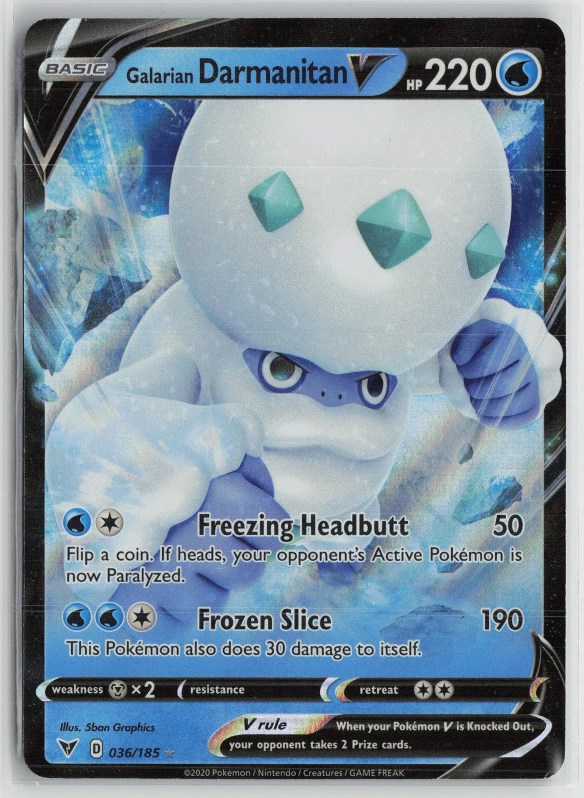 Galarian Darmanitan V 036/185 Holo V Rare Vivid Voltage Pokemon NM