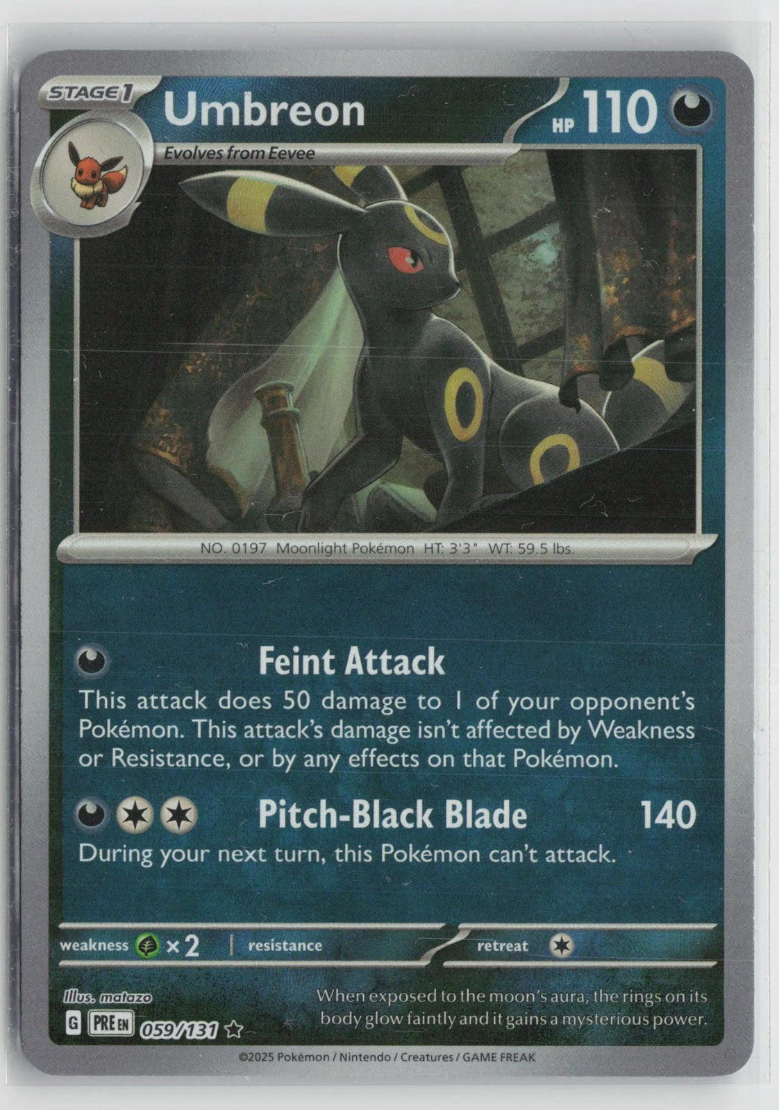 Umbreon 059/131 Rare Prismatic Evolutions Pokemon Poke Ball NM