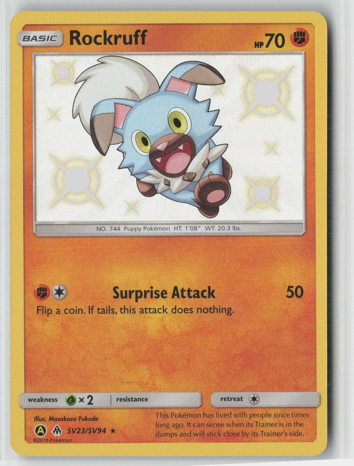 Rockruff Shiny Holo Rare Hidden Fates: Shiny Vault SV23/SV94 NM