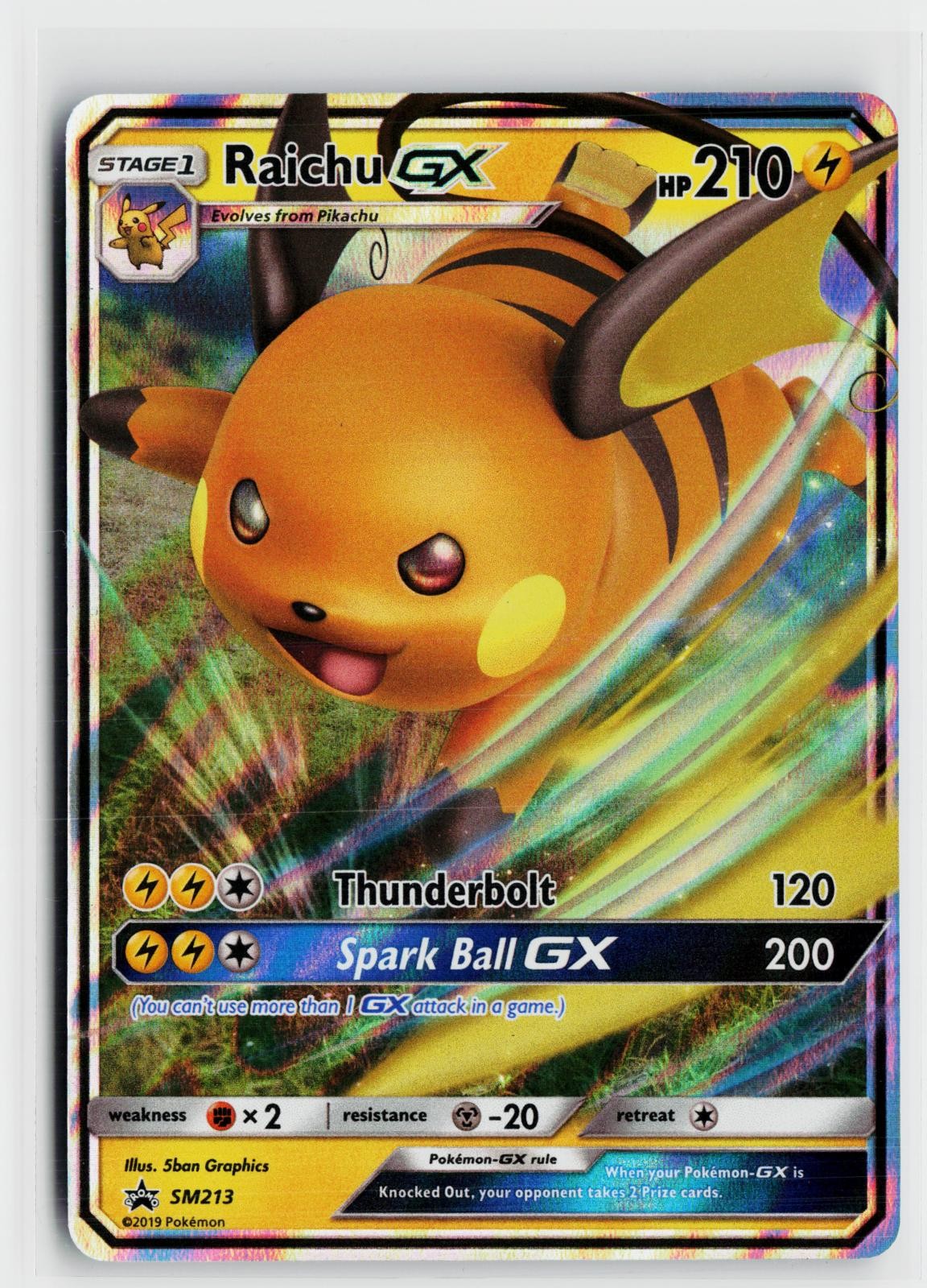 Raichu GX - SM213 Sun & Moon Promo NM Holo P Pokemon