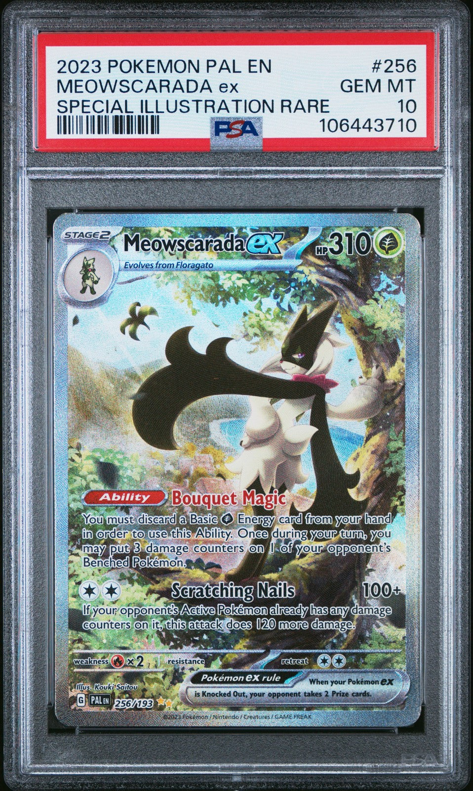 Meowscarada EX 256/193 Special Illustration Rare Pokemon PSA 10