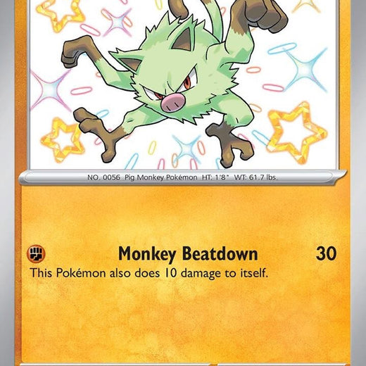 Mankey 169/091 Paldean Fates PAF Shiny Rare Near Mint Pokemon 2024