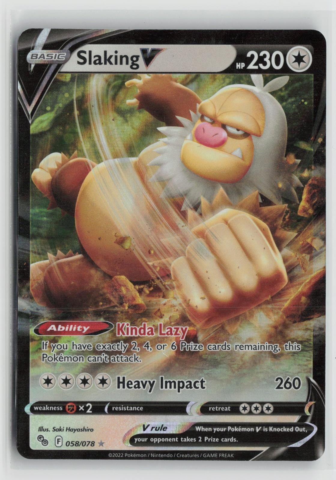 Slaking V 058/078 Holo V Rare Pokemon GO Pokemon NM