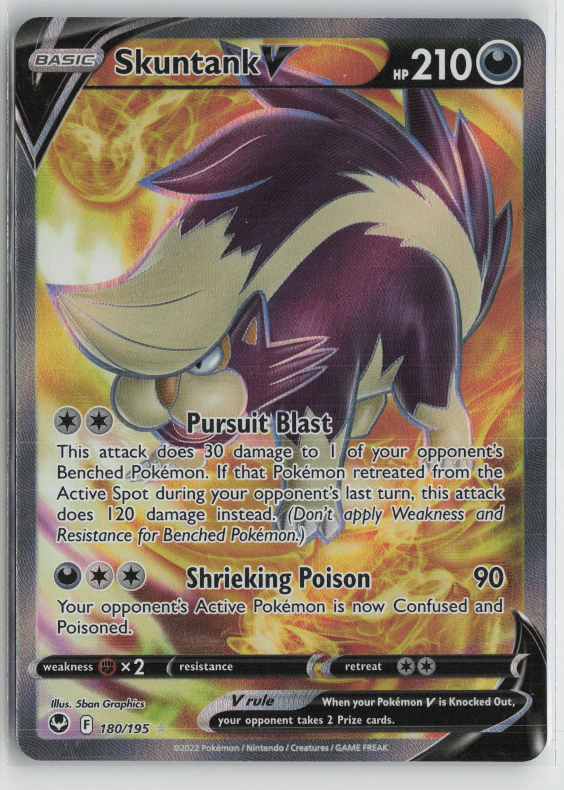 Skuntank V 180/195 Ultra Rare Silver Tempest Pokemon NM