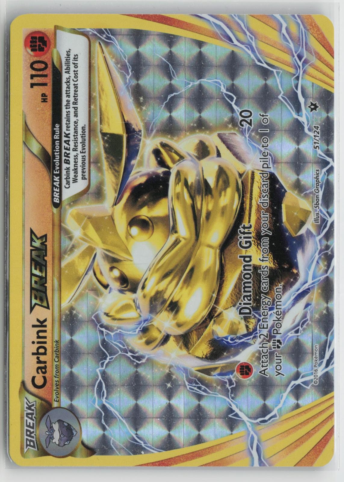 Carbink BREAK 51/124 BREAK Rare Fates Collide Pokemon Holo LP