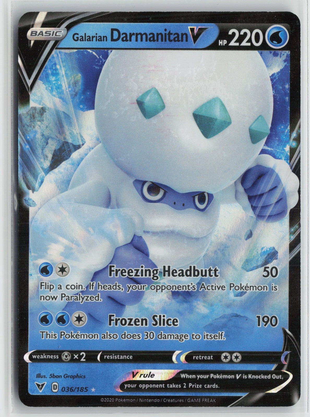 Galarian Darmanitan V 036/185 Holo Rare V Vivid Voltage Pokemon NM