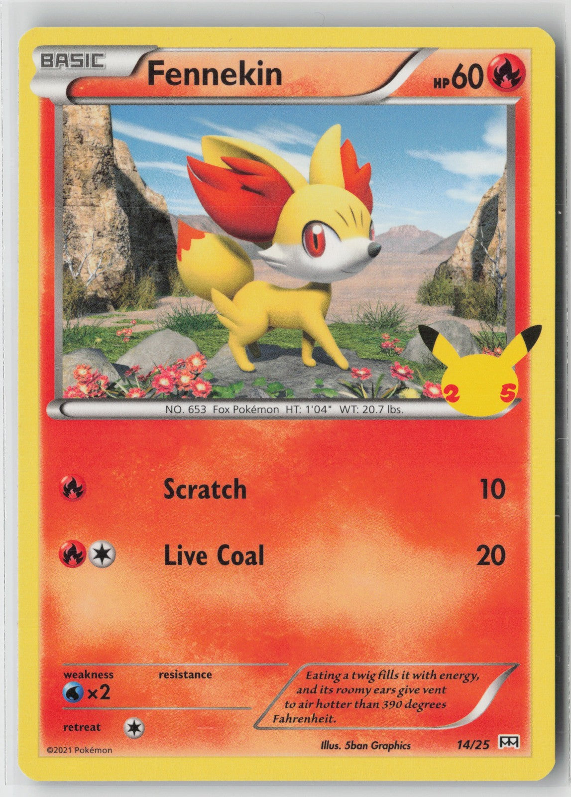 Fennekin - 14/25 Promo McDonald's 25th Anniversary Promos 014/025 NM