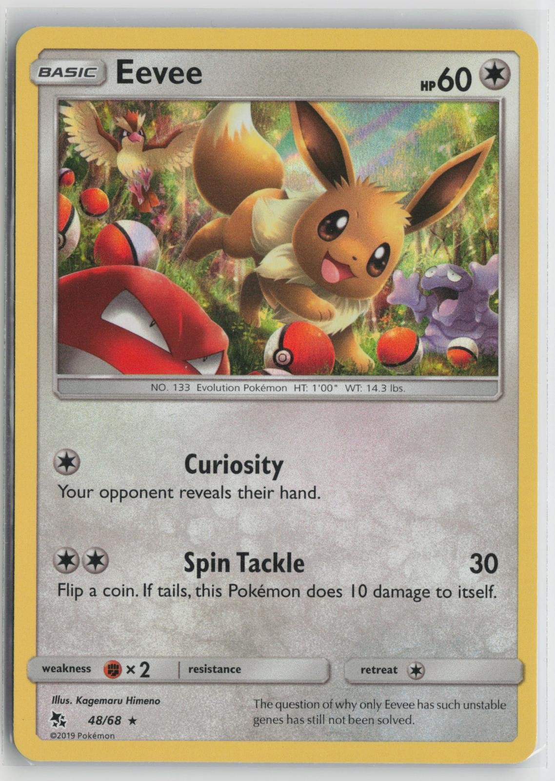 Eevee 48/68 Hidden Fates NM Holo R Pokemon