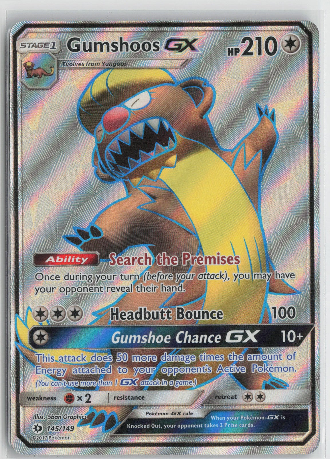Gumshoos GX (Full Art) Ultra Rare SM Base Set 145/149 NM
