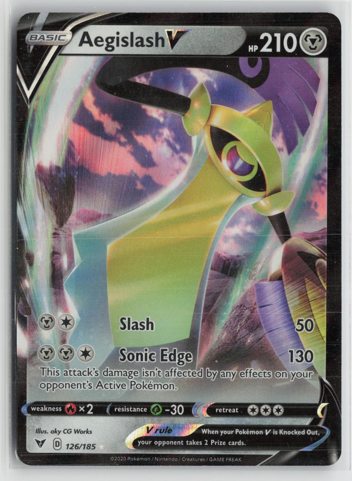 Aegislash V 126/185 Holo V Rare Vivid Voltage Pokemon NM