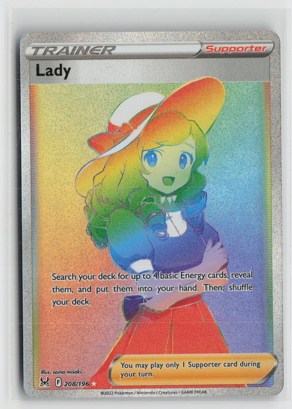 Lady 208/196 Rainbow Rare Lost Origin Pokemon NM
