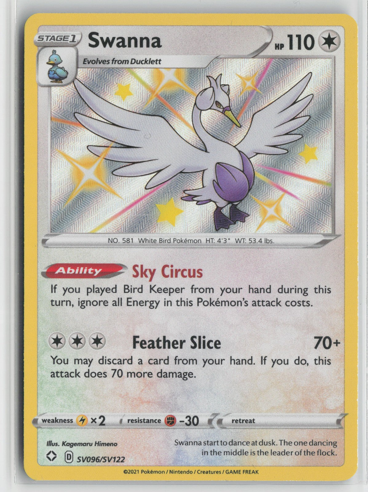 Swanna Shiny Holo Rare Shining Fates: Shiny Vault SV096/SV122 NM