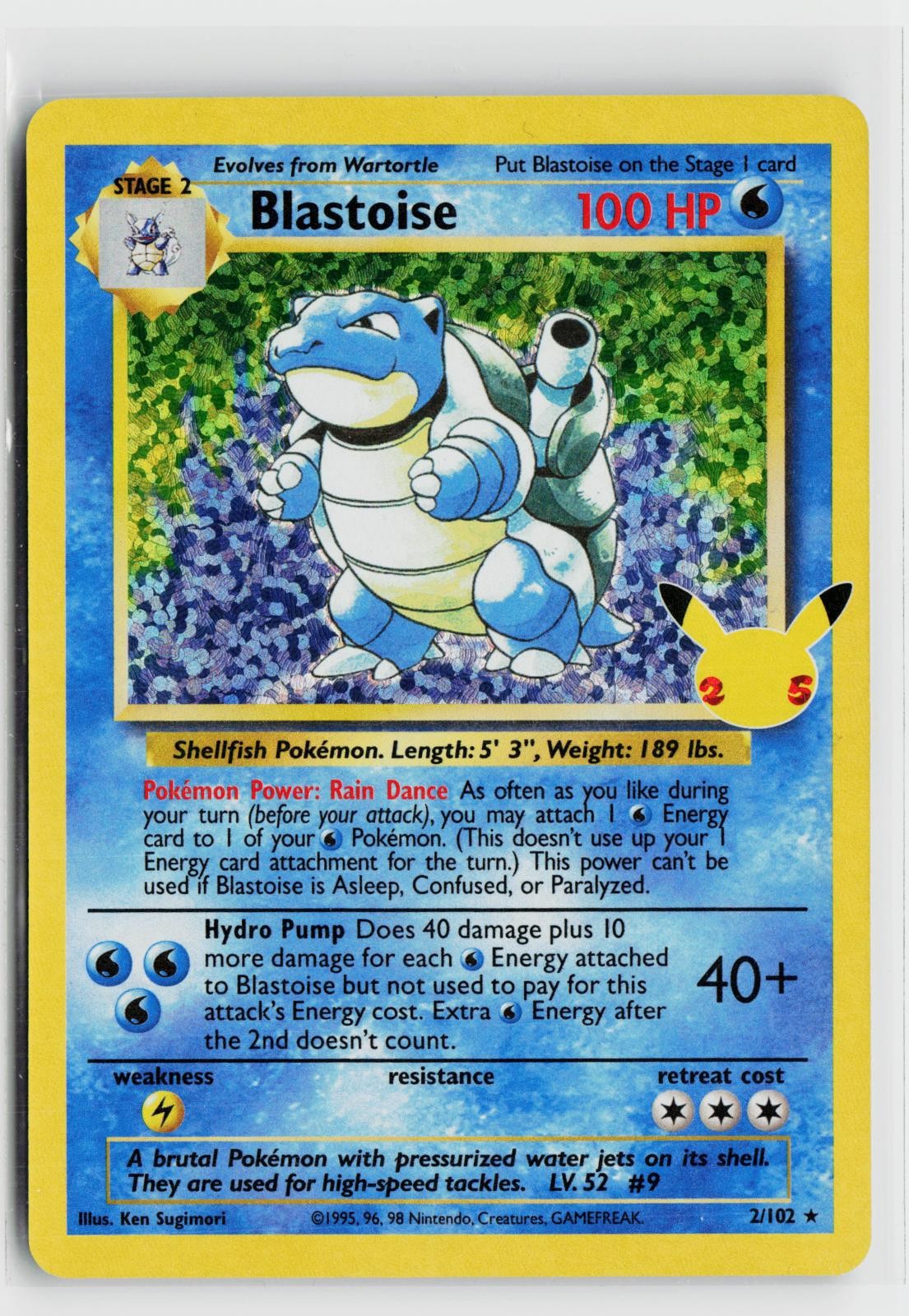 Blastoise 2/102 Celebrations: Classic Collection NM Holo Pokemon