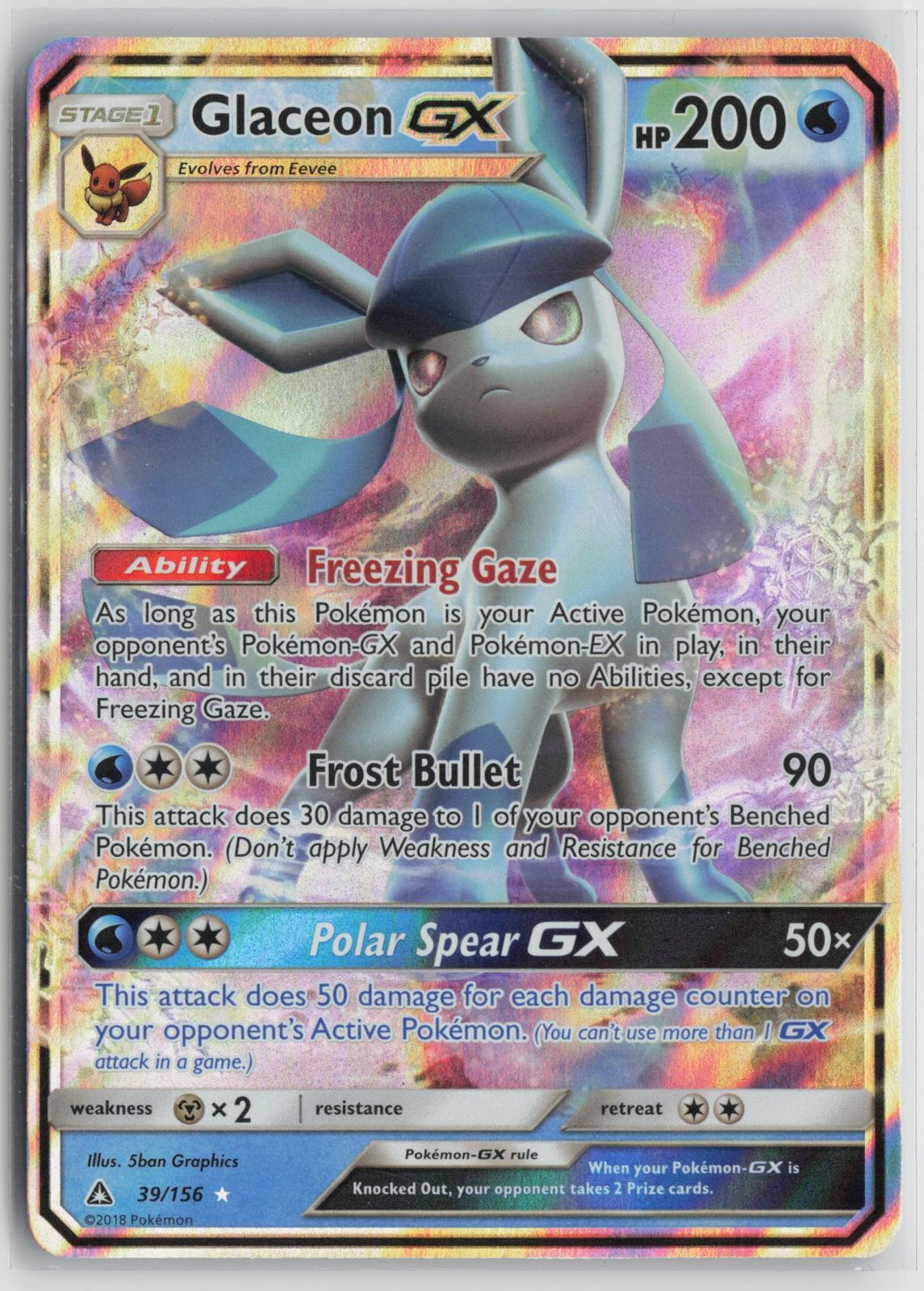 Glaceon GX 39/156 Holo GX Rare Ultra Prism Pokemon NM