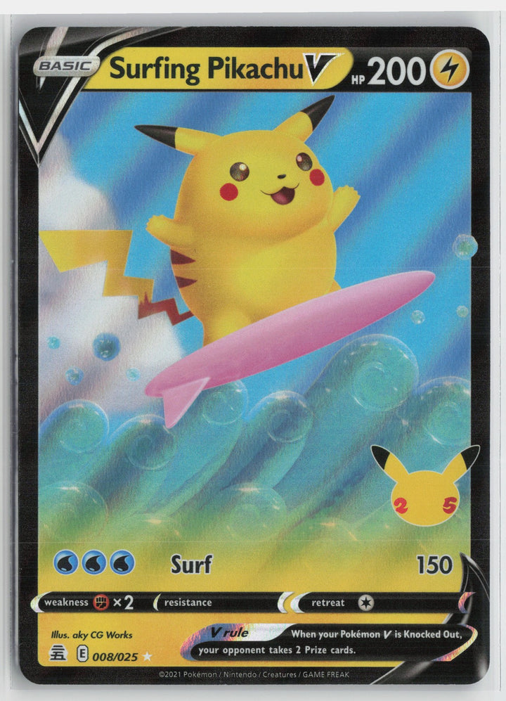 Surfing Pikachu V Ultra Rare Celebrations 008/025 NM0