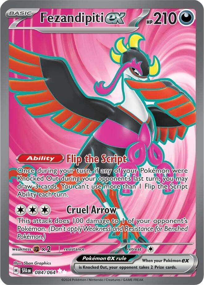 Fezandipiti ex 084/064 Shrouded Fable SFA Ultra Rare Near Mint Pokemon 2024