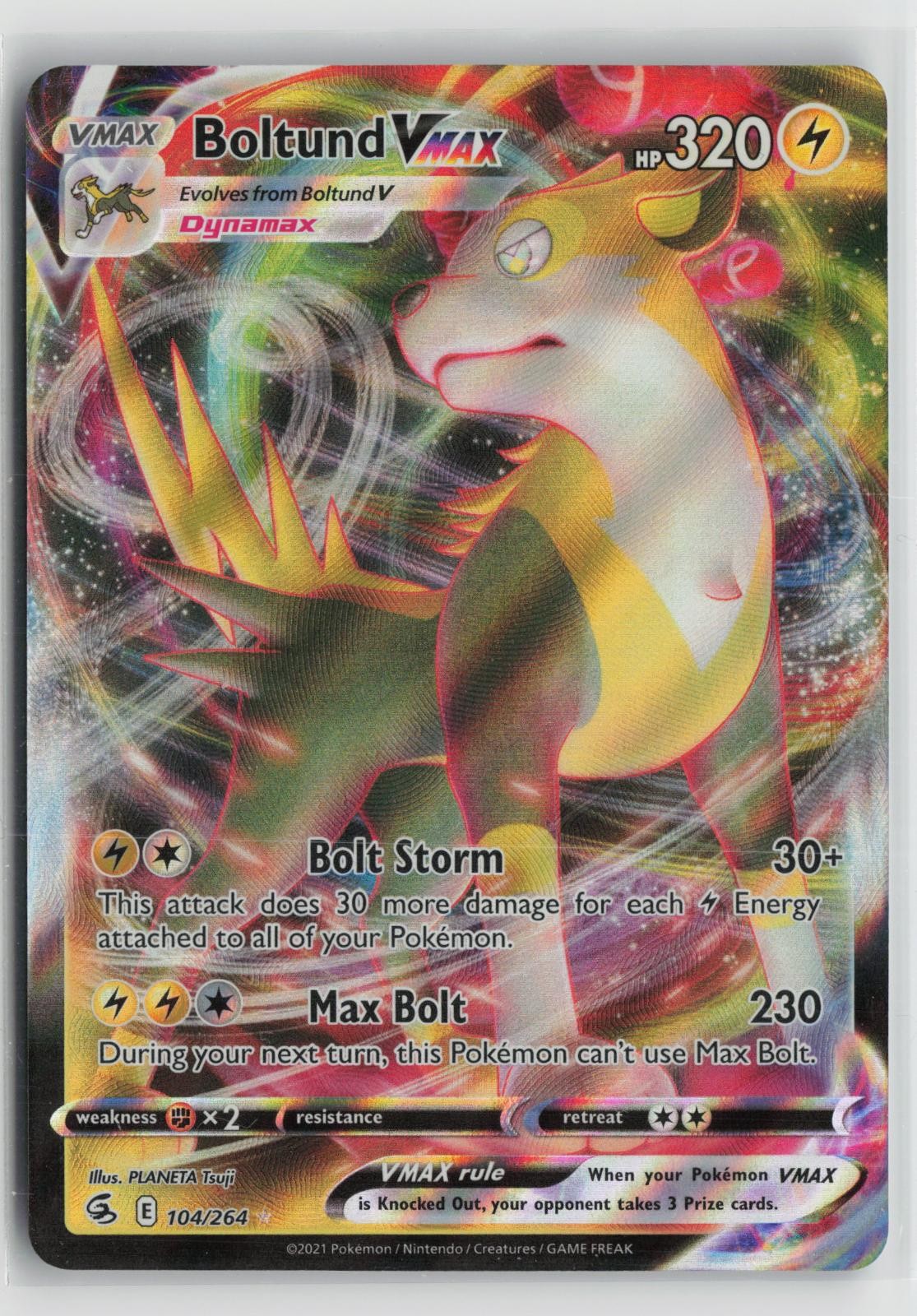 Boltund VMAX 104/264 Holo VMAX Rare Fusion Strike Pokemon NM