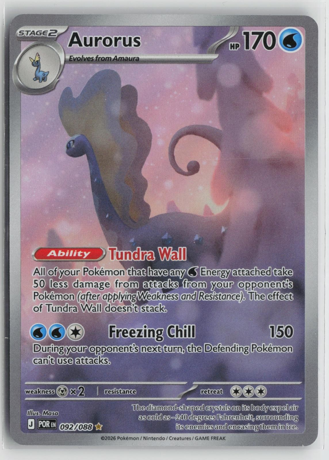 Aurorus 092/088 Holo Illustration Rare Perfect Order Pokemon NM