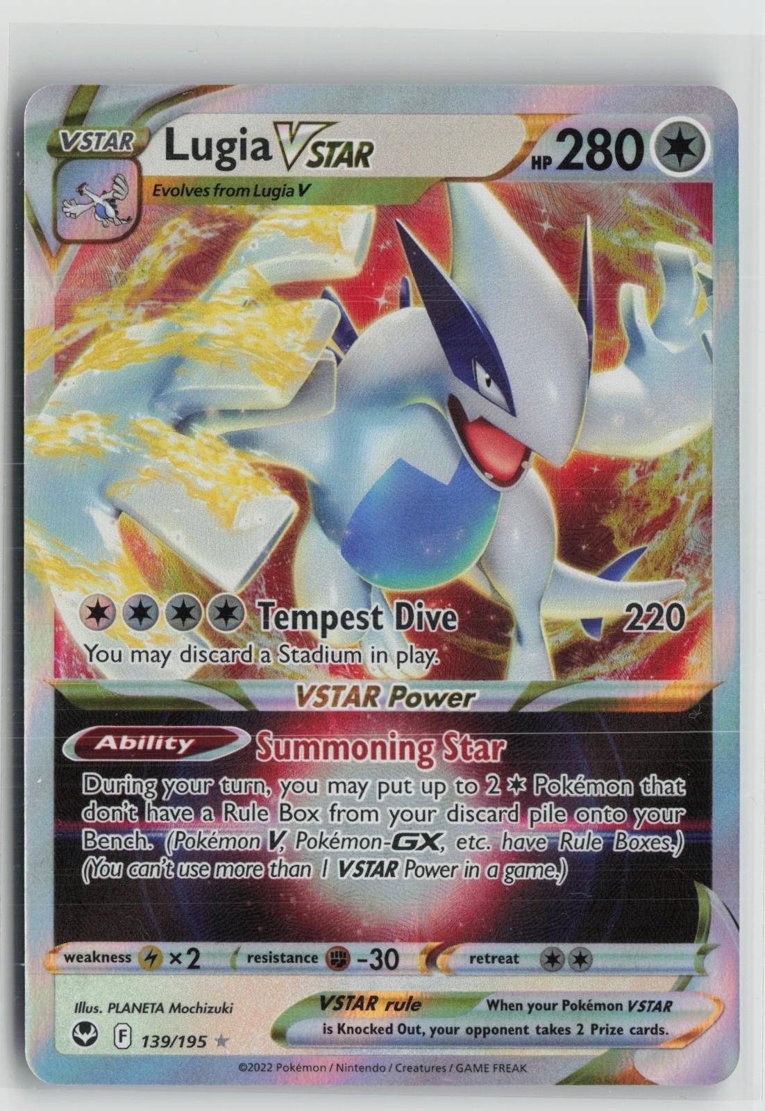 Lugia VSTAR 139/195 Holo VSTAR Rare Silver Tempest Pokemon NM
