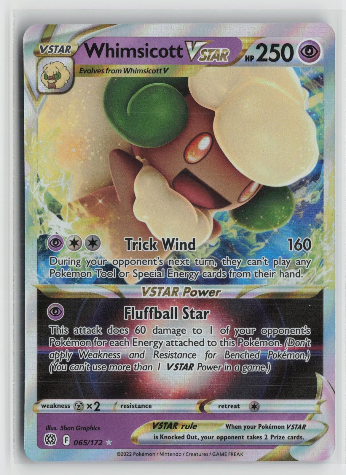 Whimsicott VSTAR 065/172 Holo VSTAR Rare Brilliant Stars Pokemon NM