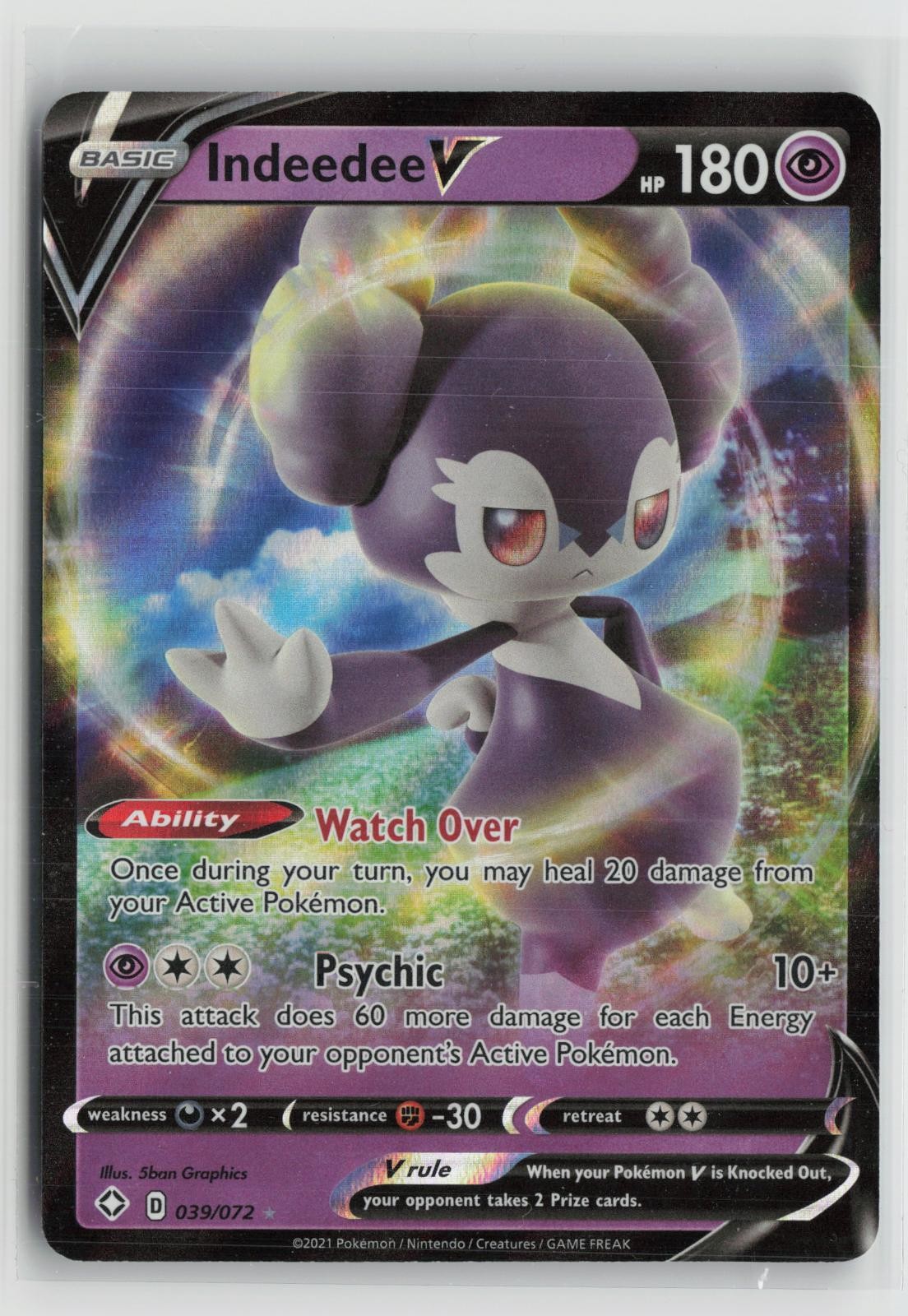 Indeedee V 039/072 Holo V Rare Shining Fates Pokemon NM