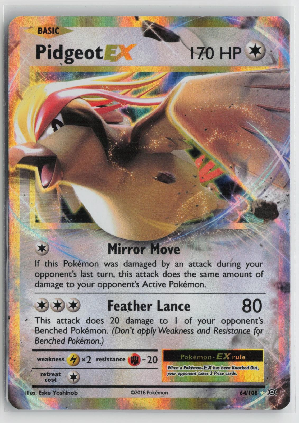 Pidgeot EX 64/108 Holo EX Rare Evolutions Pokemon NM
