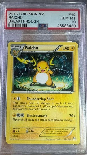 Raichu 49/162 Breakthrough Pokemon PSA 100