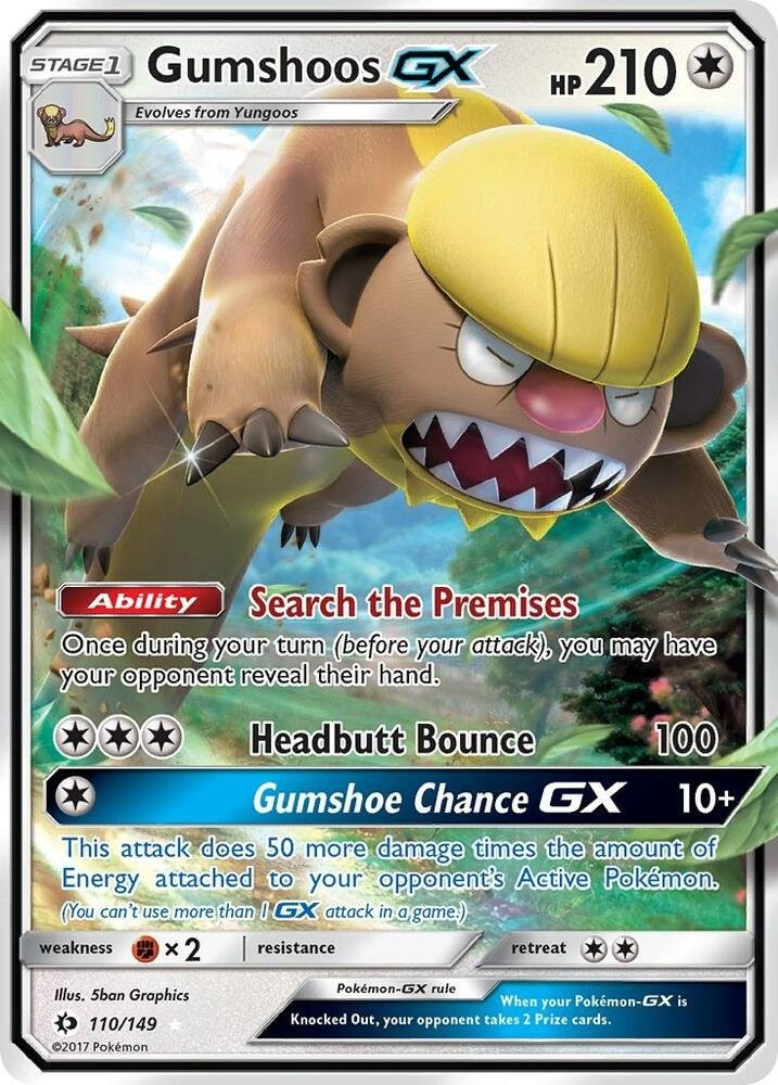 Gumshoos GX 110/149 Sun and Moon SUM Rare Holo GX mint 110 Pokemon