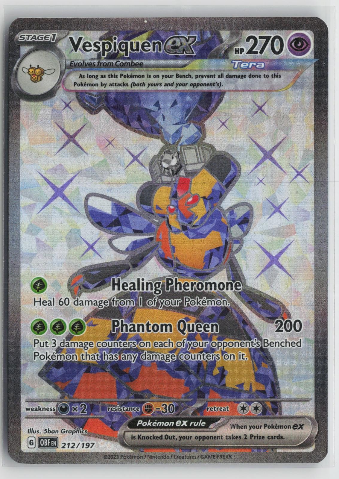Vespiquen ex 212/197 Ultra Rare Obsidian Flames Pokemon NM