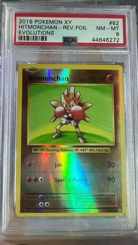 Hitmonchan Reverse Holo 62/108 Evolutions Pokemon PSA 8